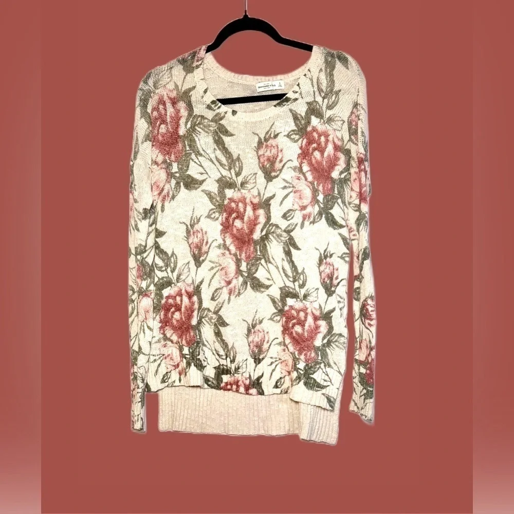Abercrombie & Fitch Floral Boat Neck Long-Sleeved High-Low Sweater, S - Picture 8 of 15